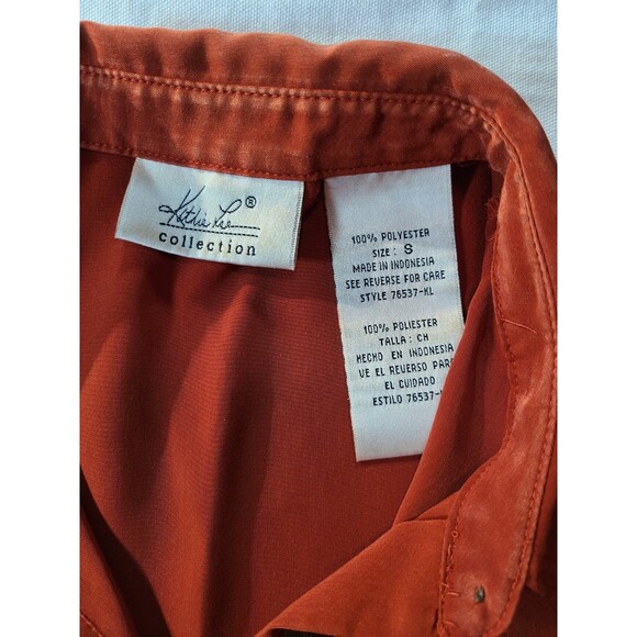Kathie Lee Orange Button Down Tank Top Size Small Sleeveless Blouse - Picture 3 of 5